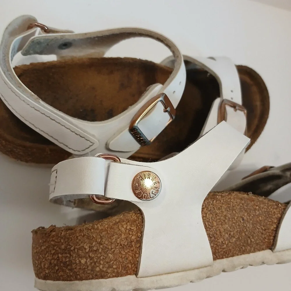BIRKENSTOCK Rio Sandals Kids Size 1 White Birko-Flor Comfort